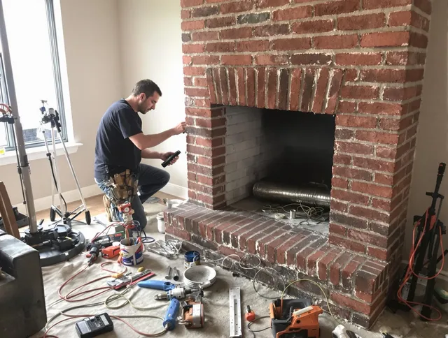Cleveland Heights Chimney Sweep specialist finalizing chimney liner service in Cleveland Heights, OH