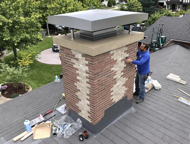 Cleveland Heights Chimney Sweep team working on a custom chimney remodel in Cleveland Heights, OH