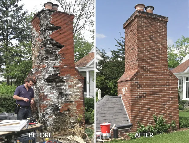 Cleveland Heights Chimney Sweep performing a full chimney restoration in Cleveland Heights, OH
