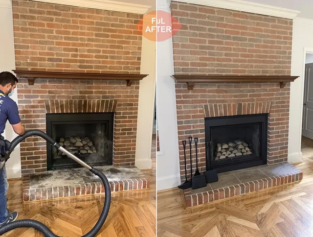 Cleveland Heights Chimney Sweep carefully sanitizing a fireplace in Cleveland Heights, OH